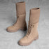 Damen Vintage-inspirierte Mid-Calf Plateau-Stiefel mit Schnürdesign und Blockabsatz